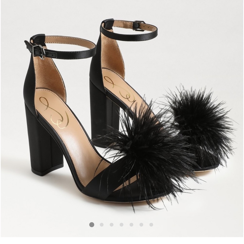 Sam Edelman Yaro Feather Heel Sandal Black